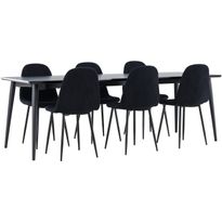 Ruokailuryhmä Venture Home, 230x85cm musta Ellis-pöytä + 6 mustaa Polar-tuolia, teddy