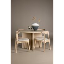 Ruokailuryhmä Venture Home, Ø120cm Tyresö-pöytä ja Ven-tuolit vaalea puu