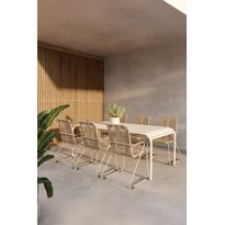 Ruokailuryhmä Venture Home, 200x100cm beige Borneo-pöytä + 6 beigeä Bois-tuolia