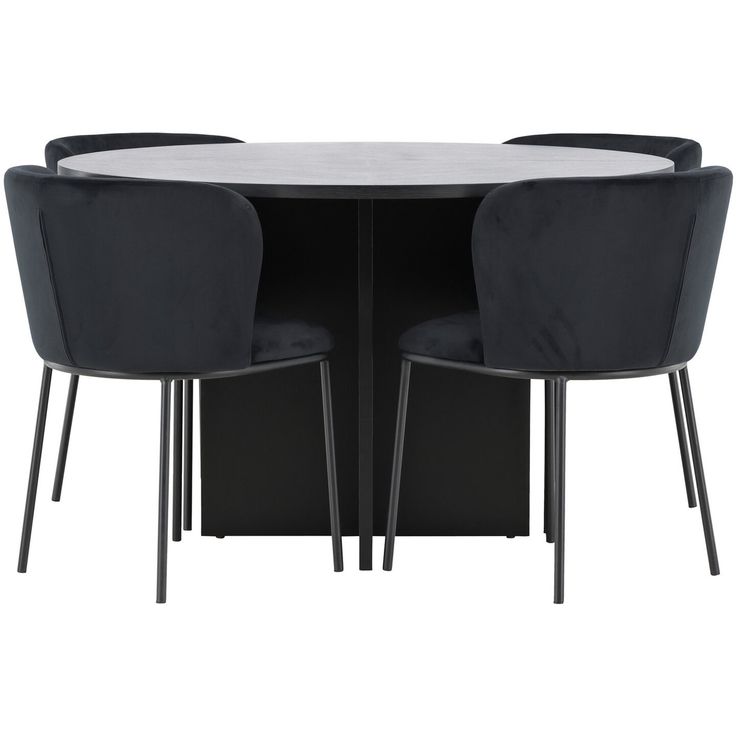 Pyöreä ruokailuryhmä Venture Home, Ø120/170x120cm Strada-pöytä + 4 Edina-tuolia, sametti, eri värejä