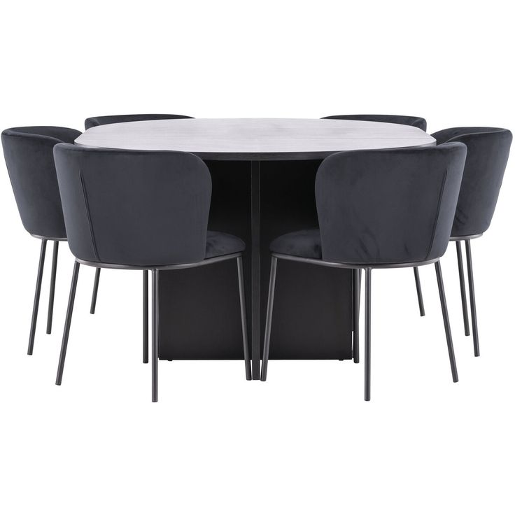 Pyöreä ruokailuryhmä Venture Home, Ø120/170x120cm Strada-pöytä + 6 Edina-tuolia, eri värejä