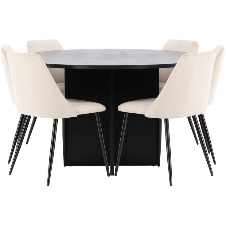 Pyöreä ruokailuryhmä Venture Home, Ø120/170x120cm Strada-pöytä + 6 beigeä Night-tuolia, sametti