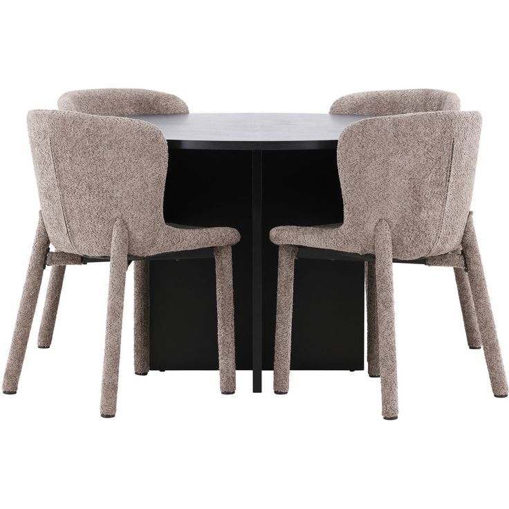 Pyöreä ruokailuryhmä Venture Home, Ø120/170x120cm Strada-pöytä + 4 Astoria-tuolia, bouclé, eri värejä