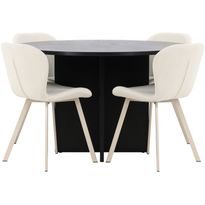 Pyöreä ruokailuryhmä Venture Home, Ø120/170x120cm Strada-pöytä + 4 beigeä Lilja-tuolia