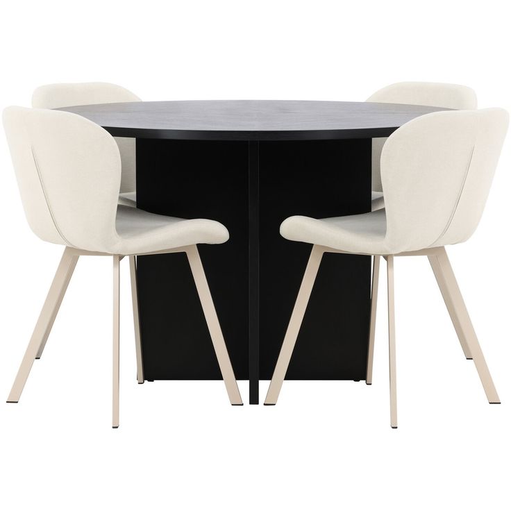 Pyöreä ruokailuryhmä Venture Home, Ø120/170x120cm Strada-pöytä + 4 beigeä Lilja-tuolia