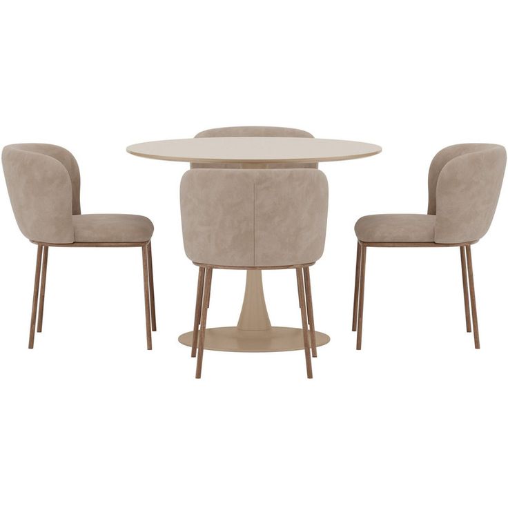 Ruokailuryhmä Venture Home, Glade-pöytä Ø100x75cm beige + Edina-4 tuolia puukuvio/beige