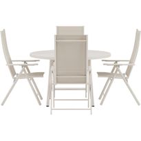 Ruokailuryhmä ulos Venture Home, beige Giardini-pöytä Ø120cm + 4 beigeä Levanzo-tuolia