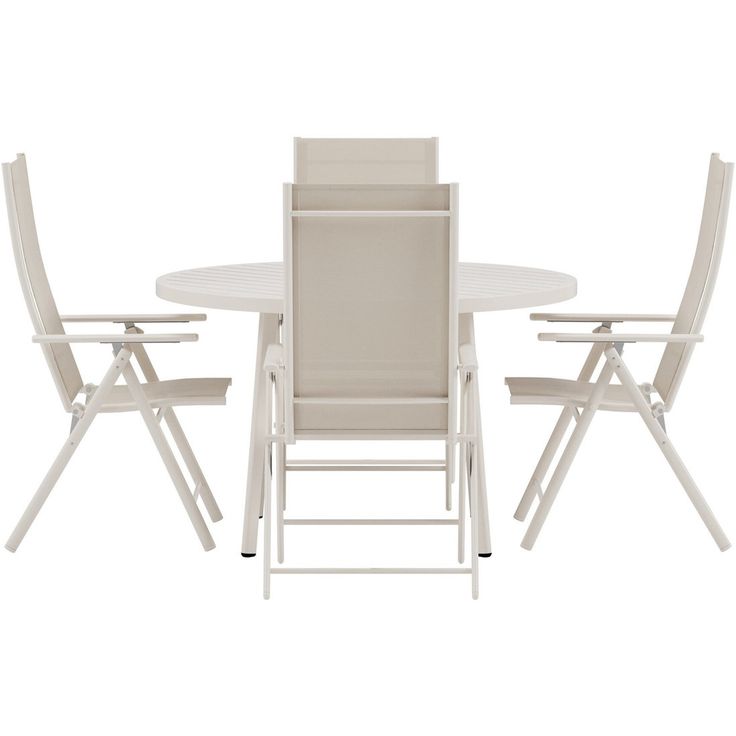 Ruokailuryhmä ulos Venture Home, beige Giardini-pöytä Ø120cm + 4 beigeä Levanzo-tuolia