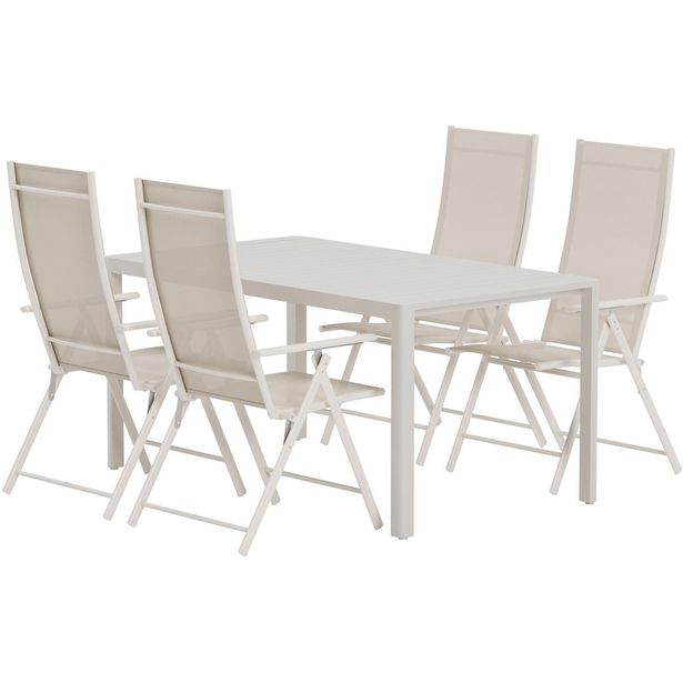 Ruokailuryhmä ulos Venture Home, beige Giardini-pöytä 150x90cm + 4 beigeä Levanzo-tuolia