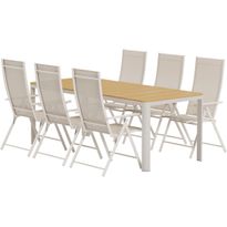 Ruokailuryhmä ulos Venture Home, beige Etna-pöytä 210x90cm + 6 beigeä Levanzo-tuolia