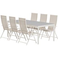 Ruokailuryhmä ulos Venture Home, beige Lino-pöytä 220x100cm + 6 beigeä Levanzo-tuolia