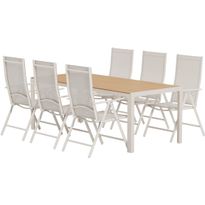 Ruokailuryhmä ulos Venture Home, beige Break-pöytä 205x90cm + 6 beigeä Break-tuolia