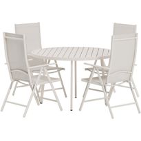 Ruokailuryhmä ulos Venture Home, beige Giardini-pöytä Ø120cm + 4 beigeä Break-tuolia