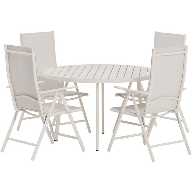 Ruokailuryhmä ulos Venture Home, beige Giardini-pöytä Ø120cm + 4 beigeä Break-tuolia