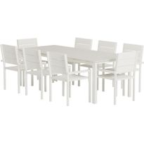 Ruokailuryhmä ulos Venture Home, beige Levels-pöytä 229x100cm + 8 beigeä Levels-tuolia