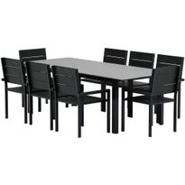 Ruokailuryhmä ulos Venture Home, musta Levels-pöytä 229x100cm + 8 mustaa Levels-tuolia