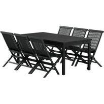 Ruokailuryhmä ulos Venture Home, musta Kenya-pöytä 180x90cm + 6 mustaa Kenya-tuolia