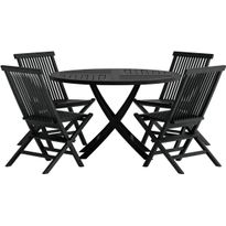 Ruokailuryhmä ulos Venture Home, musta Kenya-pöytä Ø120cm + 4 mustaa Kenya-tuolia