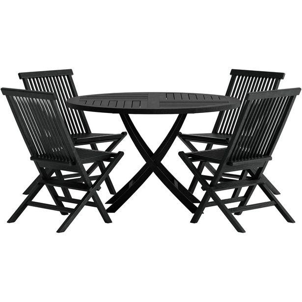 Ruokailuryhmä ulos Venture Home, musta Kenya-pöytä Ø120cm + 4 mustaa Kenya-tuolia