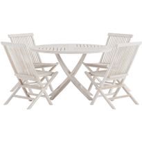 Ruokailuryhmä ulos Venture Home, Kenya-pöytä Ø120cm + 4 Kenya-tuolia, valkokuultava