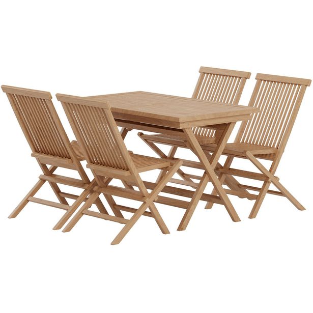 Ruokailuryhmä ulos Venture Home, Kenya-pöytä 120x70cm + 4 Kenya-tuolia, nature