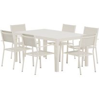 Ruokailuryhmä ulos Venture Home, beige Capo-pöytä 160x100cm + 6 beigeä Copacabana-tuolia