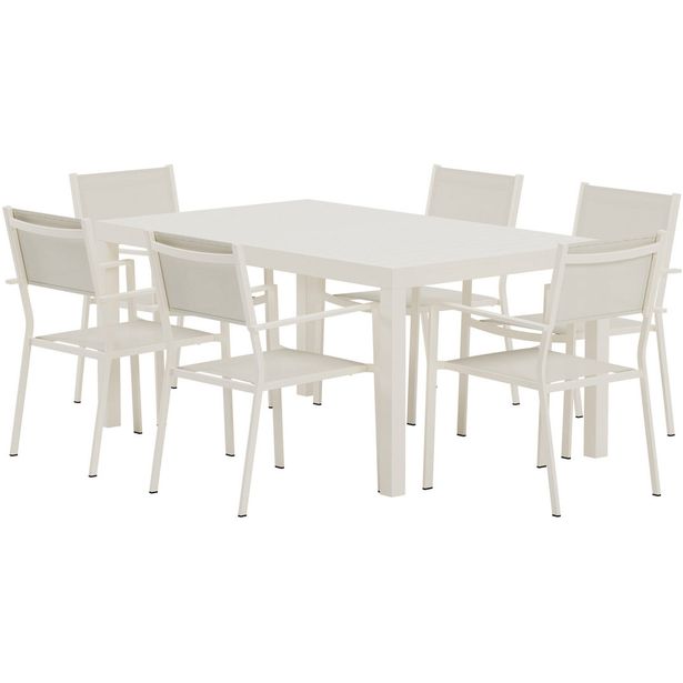 Ruokailuryhmä ulos Venture Home, beige Capo-pöytä 160x100cm + 6 beigeä Copacabana-tuolia