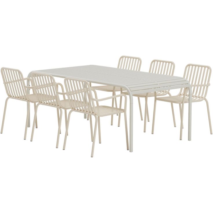Ruokailuryhmä ulos Venture Home, beige Borneo-pöytä 200x100cm + 6 beigeä Peking-tuolia