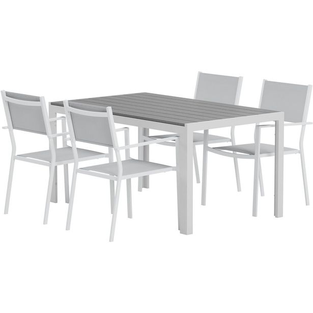 Ruokailuryhmä ulos Venture Home, harmaa Break-pöytä 150x90cm + 4 harmaata Copacabana-tuolia