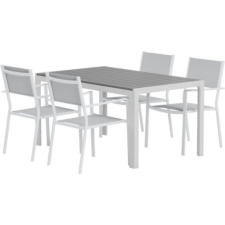 Ruokailuryhmä ulos Venture Home, harmaa Break-pöytä 150x90cm + 4 harmaata Copacabana-tuolia