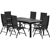 Ruokailuryhmä ulos Venture Home, musta Togo-pöytä 200x100cm + 6 mustaa Break-tuolia