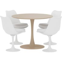 Ruokailuryhmä Venture Home, Glade-pöytä beige + 4 Hamden-tuolia valkoinen