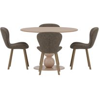 Ruokailuryhmä Venture Home, Boule-pöytä beige + 4 Lilja-tuolia ruskea
