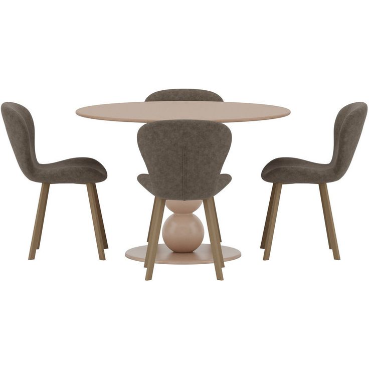 Ruokailuryhmä Venture Home, Boule-pöytä beige + 4 Lilja-tuolia ruskea