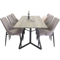 Ruokailuryhmä Venture Home, 180x90cm ruskea Marina-pöytä + 6 harmaata Leone-tuolia