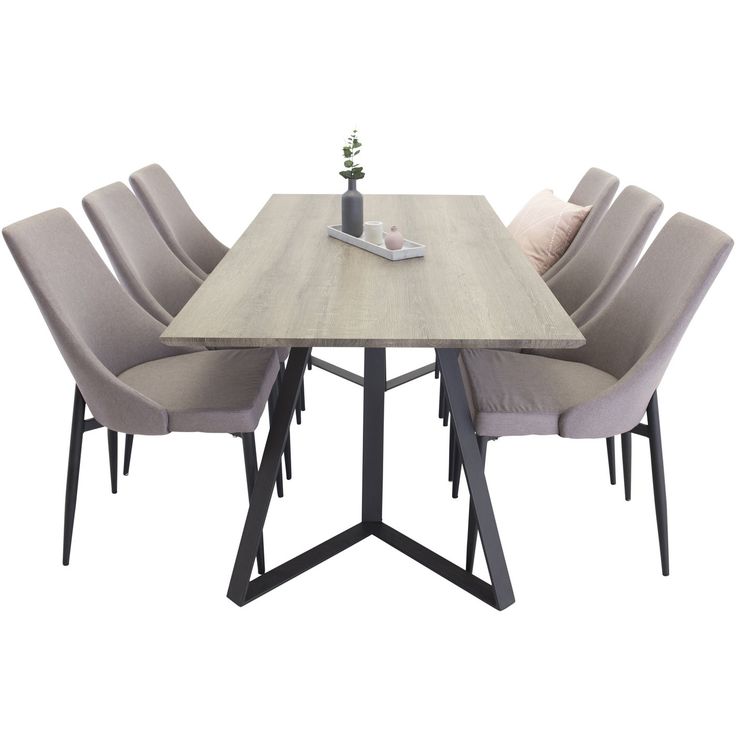 Ruokailuryhmä Venture Home, 180x90cm ruskea Marina-pöytä + 6 harmaata Leone-tuolia