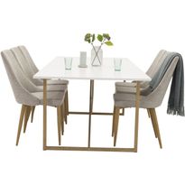 Ruokailuryhmä Venture Home, 240x100cm Palace-pöytä + 6 vaaleanharmaata Leone-tuolia