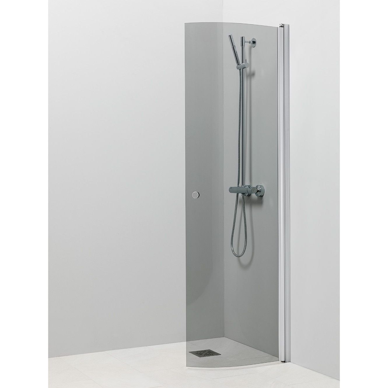 Suihkuseinä Vihtan Ocean 4 650x2015mm, kääntyvä kaareva, harmaa lasi