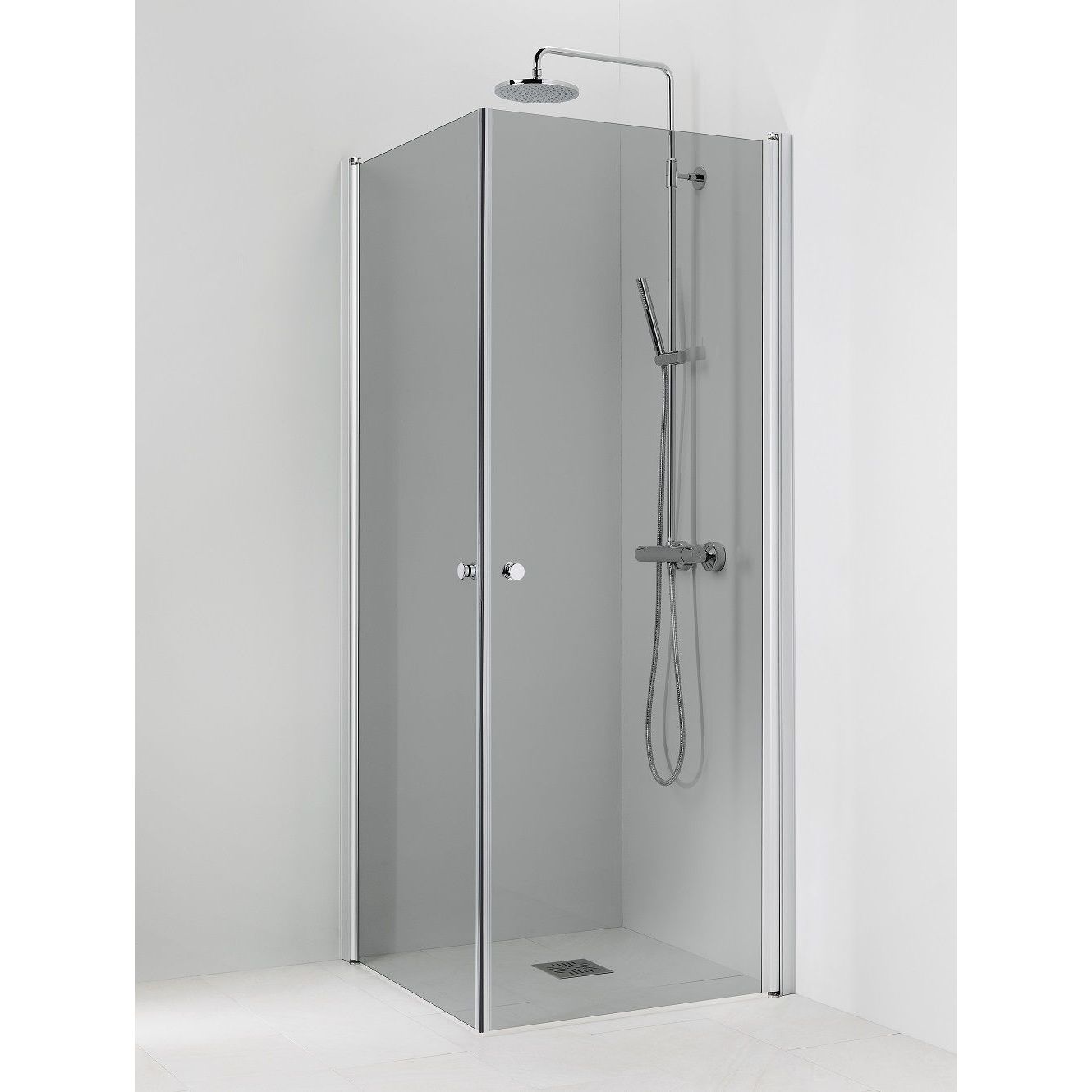 Suihkukulma Vihtan Pisara 3+3, 800/900mm, kääntyvä, suora harmaa lasi