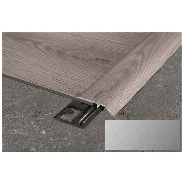 Eritasolista ja pohjalista Progress Profiles LVT Zero Curve, 2,7m, 26mm, 4-6mm, anodisoitu hopea