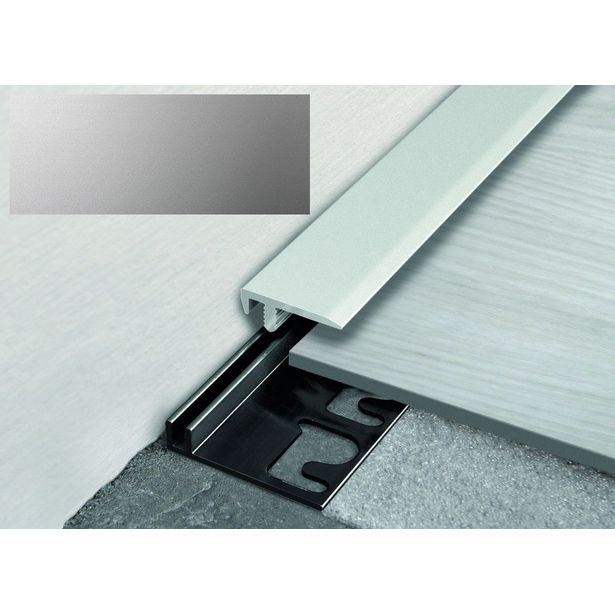 Päätelista ja pohjalista Progress Profiles LVT Terminal Pin, 2,7m, 19mm, 4-6mm, anodisoitu hopea