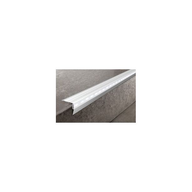 Porraskulmalista Progress Profiles Prostairs LED, 2m, 80mm, anodisoitu hopea