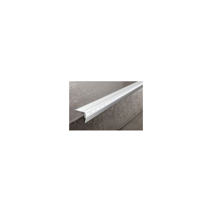 Porraskulmalista Progress Profiles Prostairs LED, 2m, 80mm, anodisoitu hopea