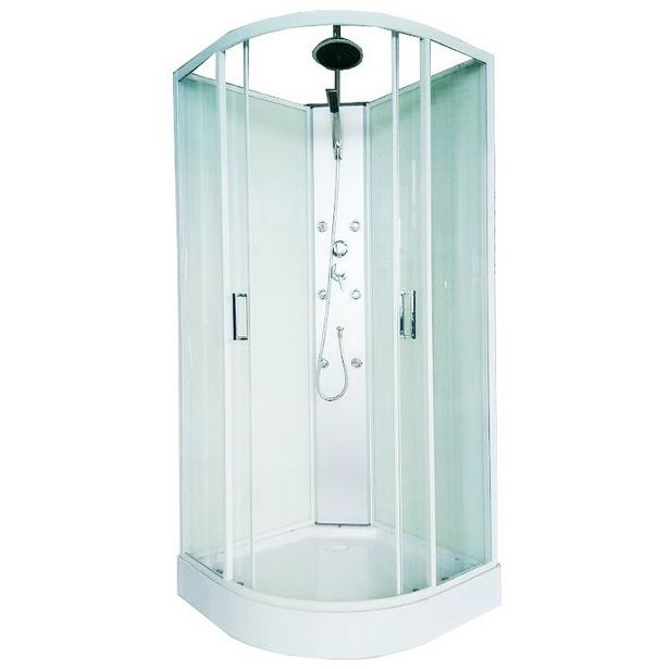 Hierova suihkukaappi Harma White Onyx, 85x85x225cm, valkoinen profiili, kirkas lasi