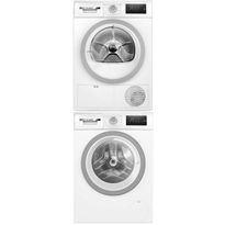 Pesukone ja kuivausrumpu Bosch WAN2821SSN WTH85VS6SN Serie 4, 8/9kg, valkoinen