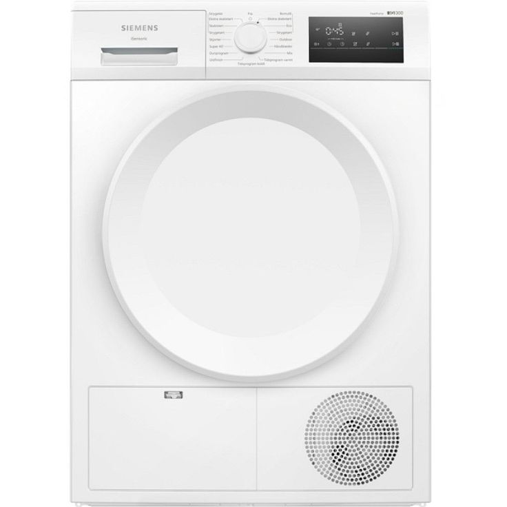 Lämpöpumppukuivausrumpu Siemens WT43HV0EDN, 59.8cm, 8kg, valkoinen