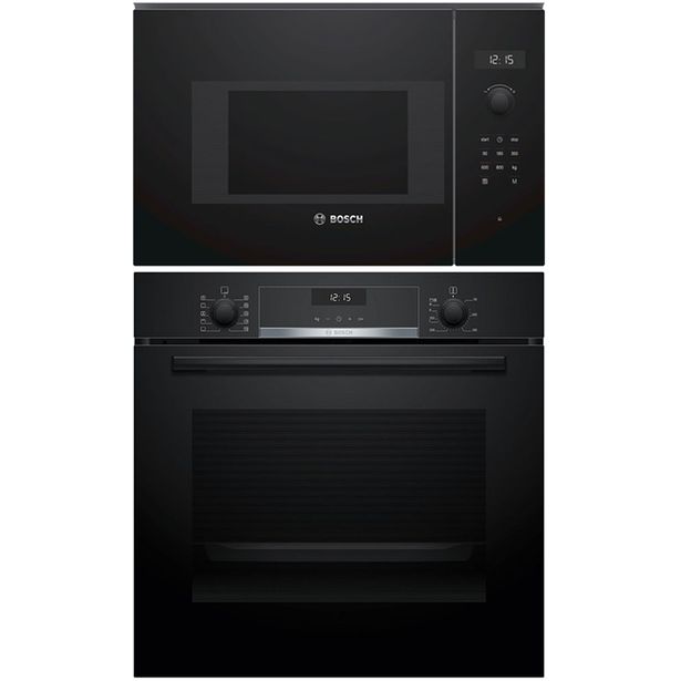 Uuni ja mikroaaltouuni Bosch HBG537FB3 BFL524MB0, 118.8cm, musta