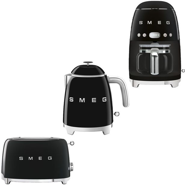 Leivänpaahdin, vedenkeitin ja kahvinkeitin Smeg, musta