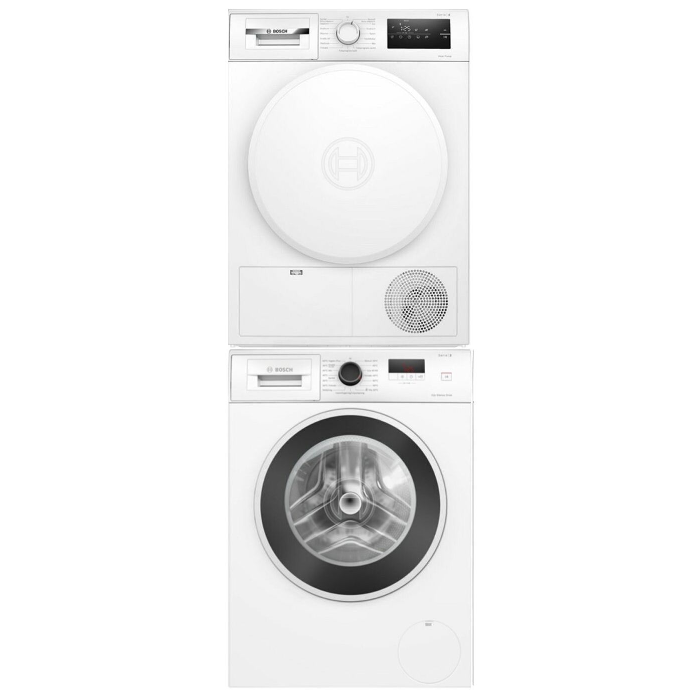 Pesukone ja kuivausrumpu Bosch WGE0240ASN-WTH8300LSN, 9/9kg, valkoinen