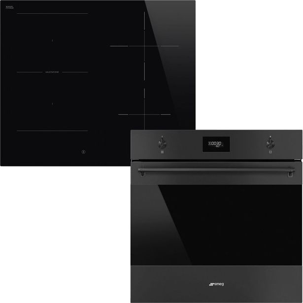 Erillisuuni ja induktioliesitaso Smeg SFP6301TVN SI1M4644D, 119.7cm, musta